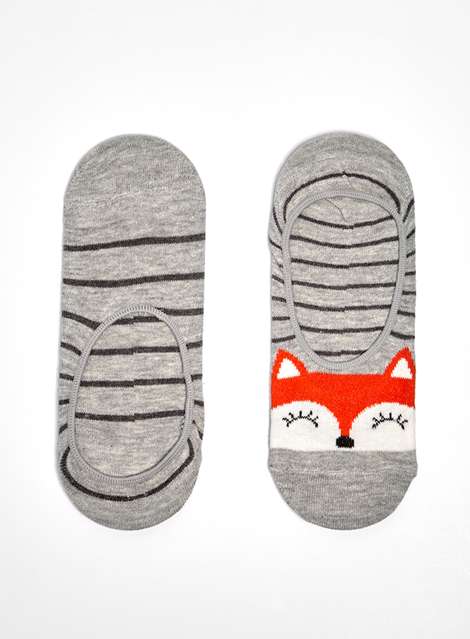 Grey Fox Print Footsies